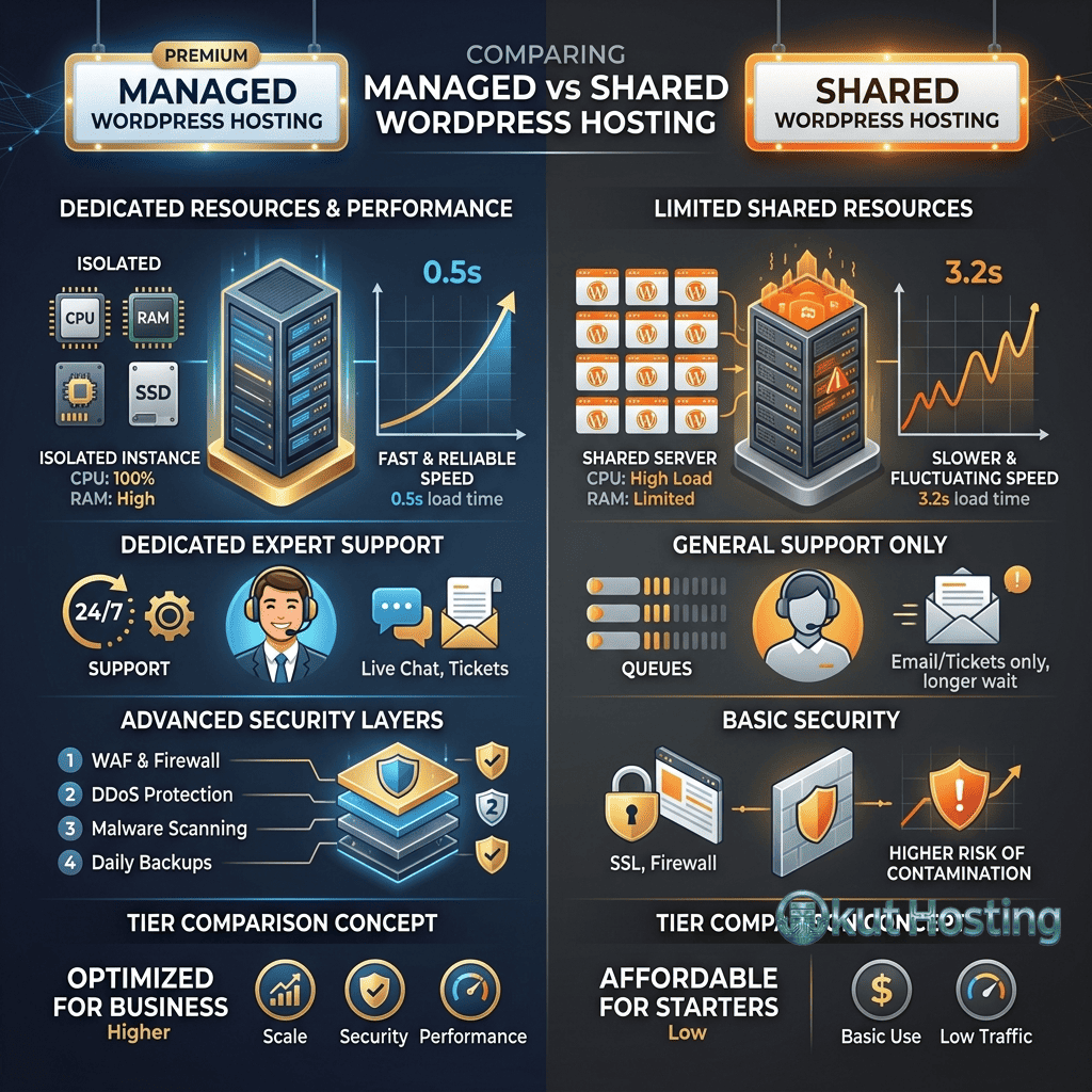 Managed vs Shared WordPress Hosting - Comparing Hosting Tiers - Featured Image